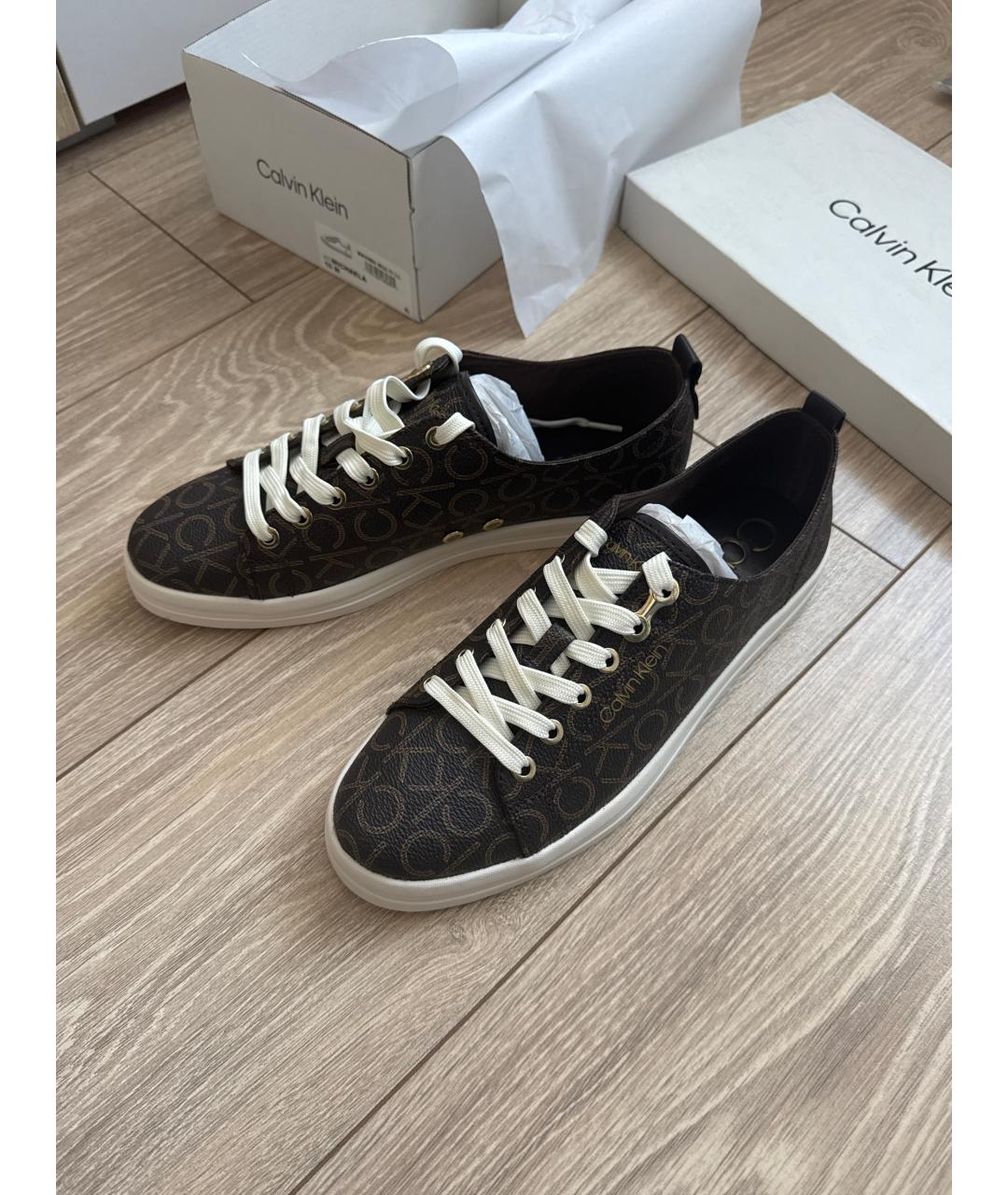 CALVIN KLEIN Коричневые синтетические кроссовки, фото 2