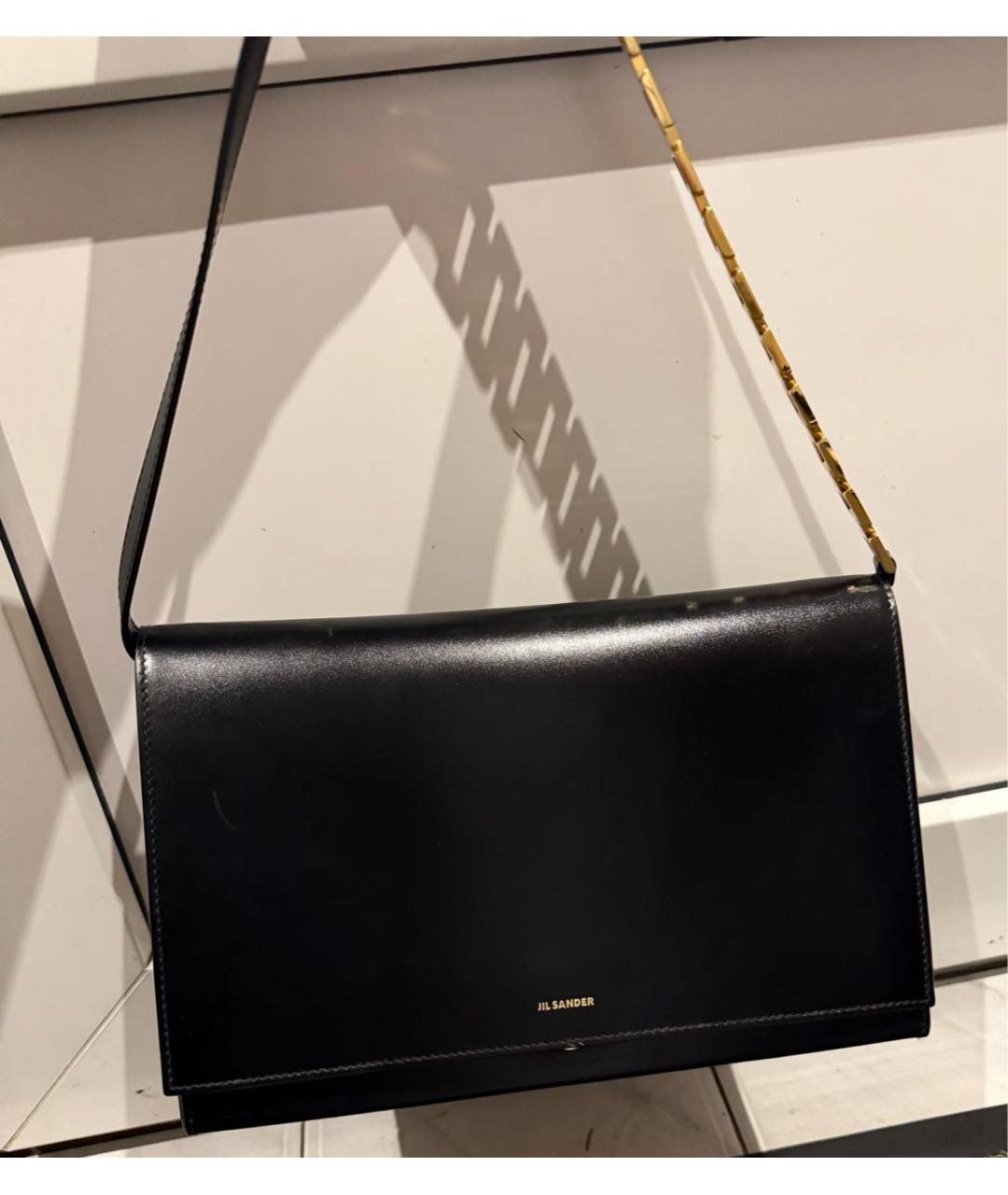 JIL SANDER Черная кожаная сумка через плечо, фото 8