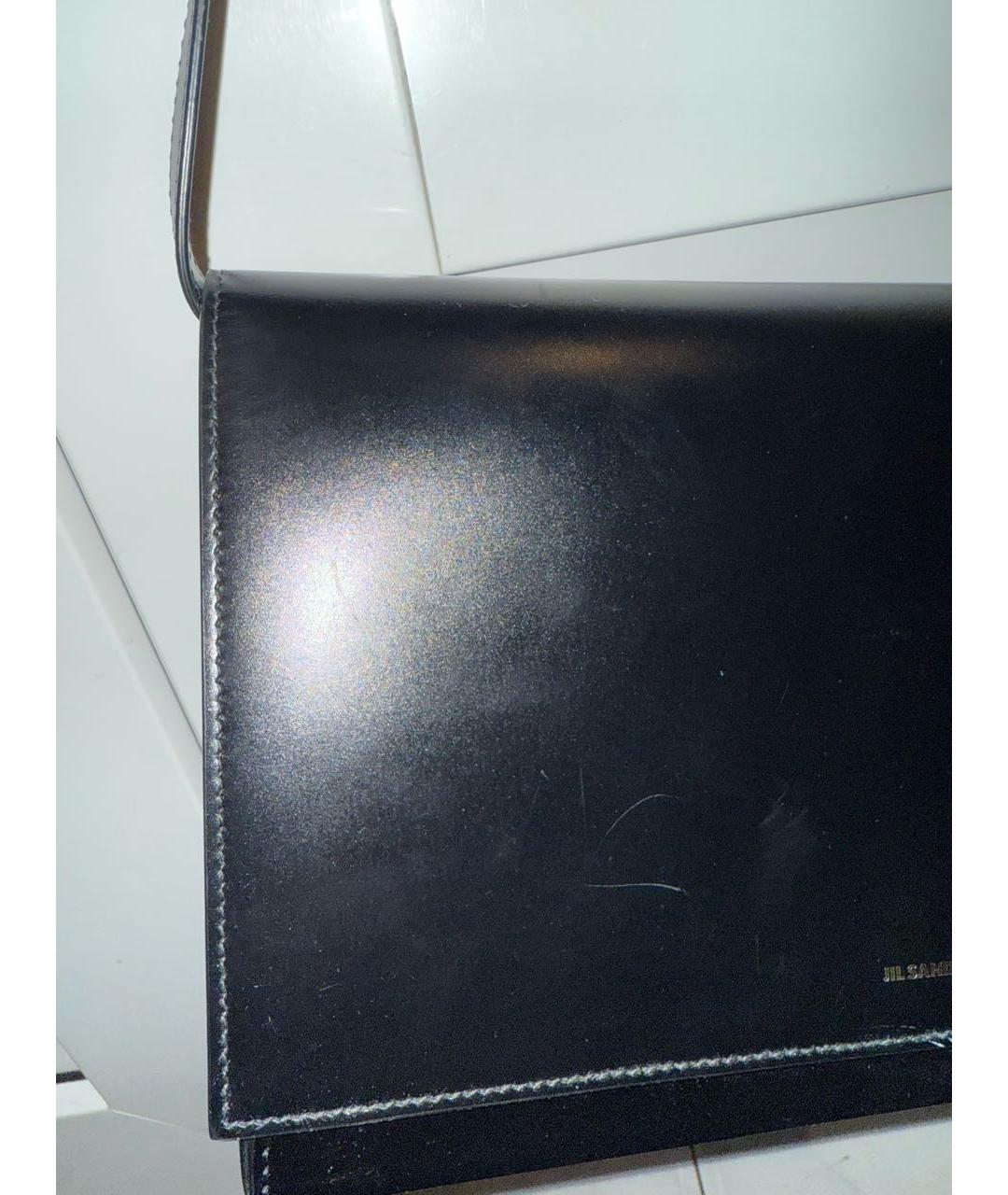 JIL SANDER Черная кожаная сумка через плечо, фото 6