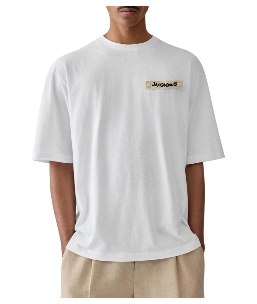 JACQUEMUS Белая хлопковая футболка, фото 4