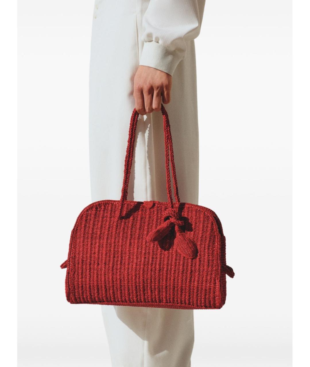 JACQUEMUS Красная пелетеная сумка тоут, фото 2