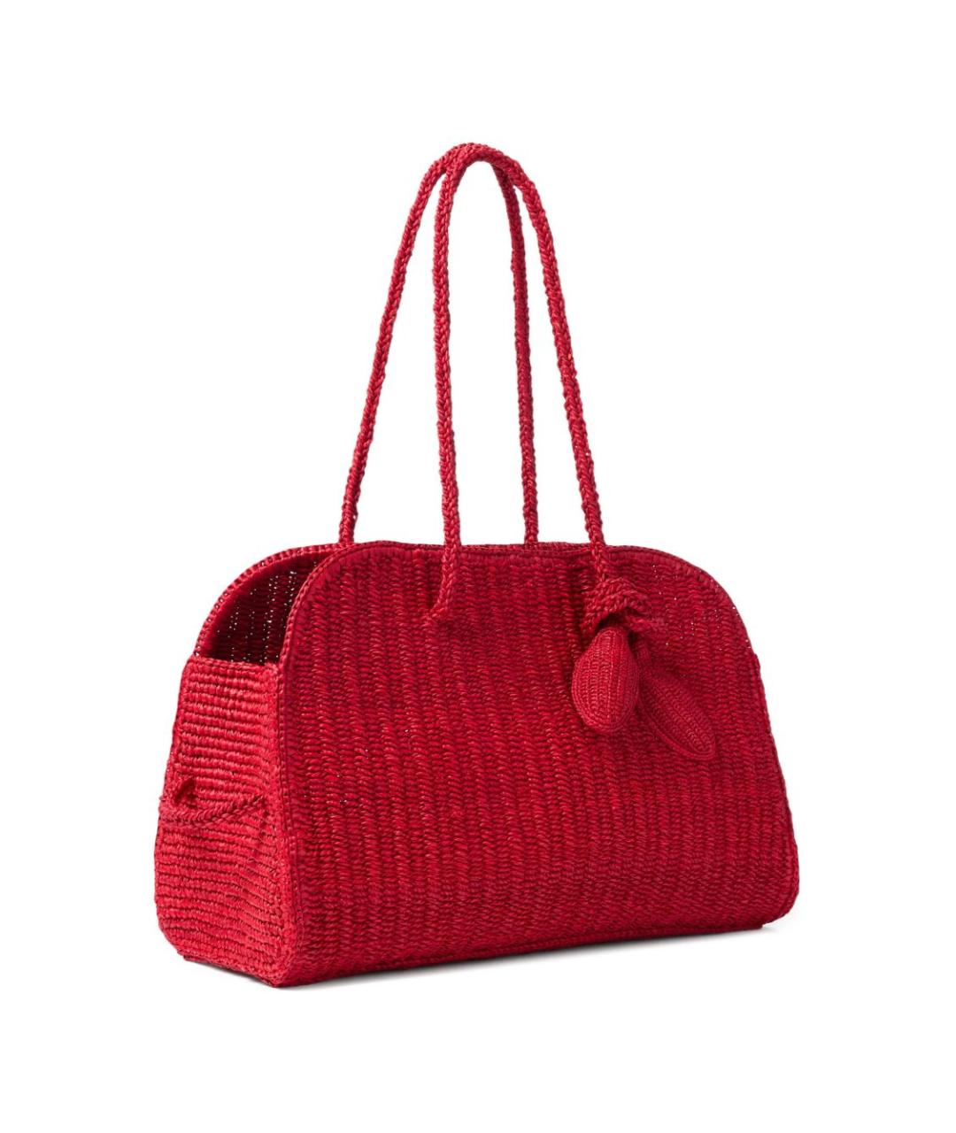 JACQUEMUS Красная пелетеная сумка тоут, фото 3