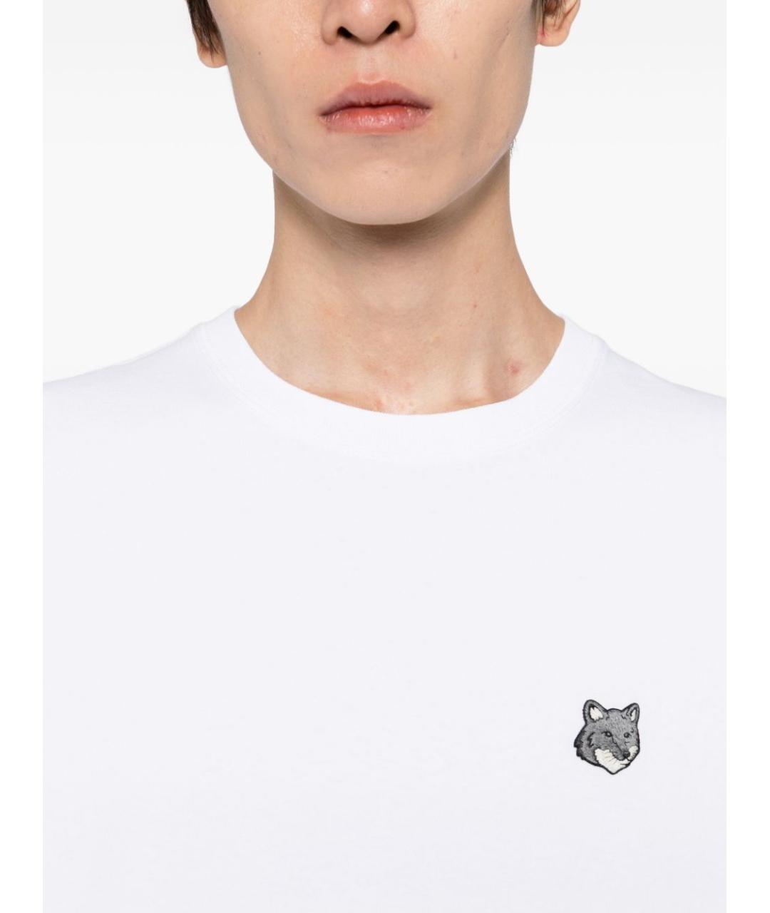 MAISON KITSUNE Белая хлопковая футболка, фото 4