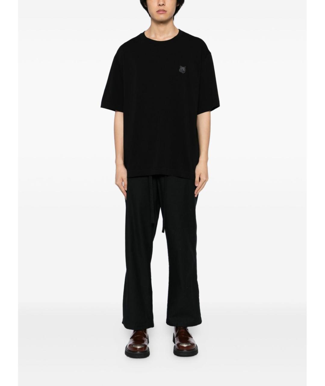 MAISON KITSUNE Черная хлопковая футболка, фото 4