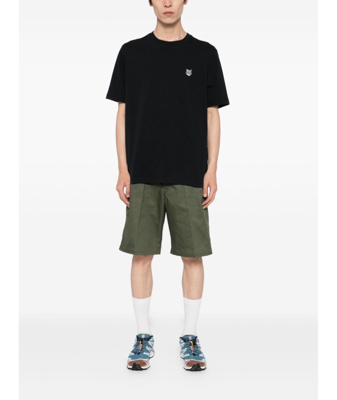 MAISON KITSUNE Черная хлопковая футболка, фото 2