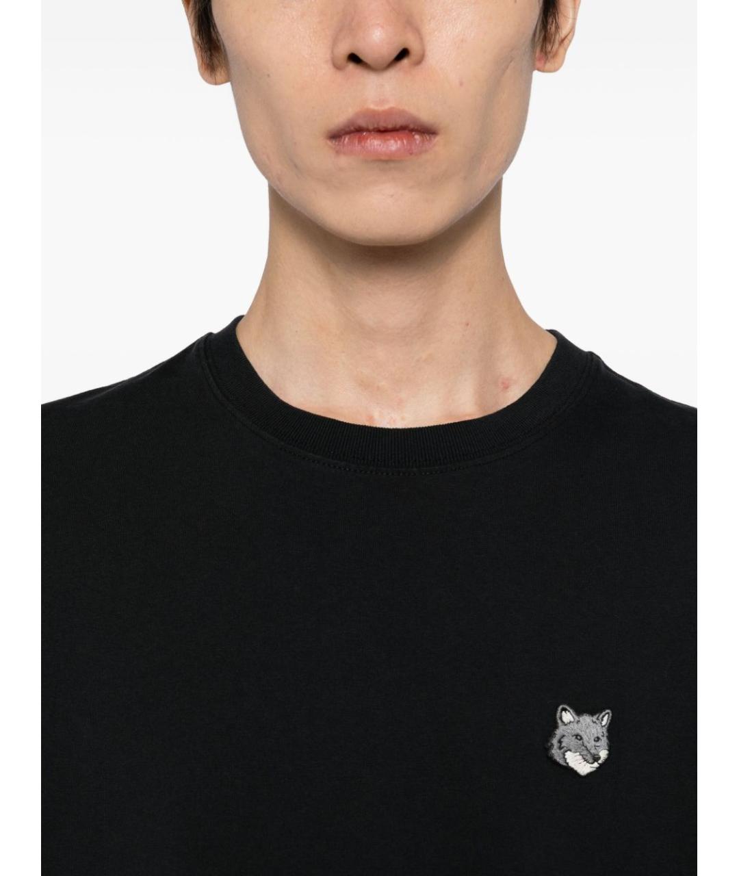 MAISON KITSUNE Черная хлопковая футболка, фото 4