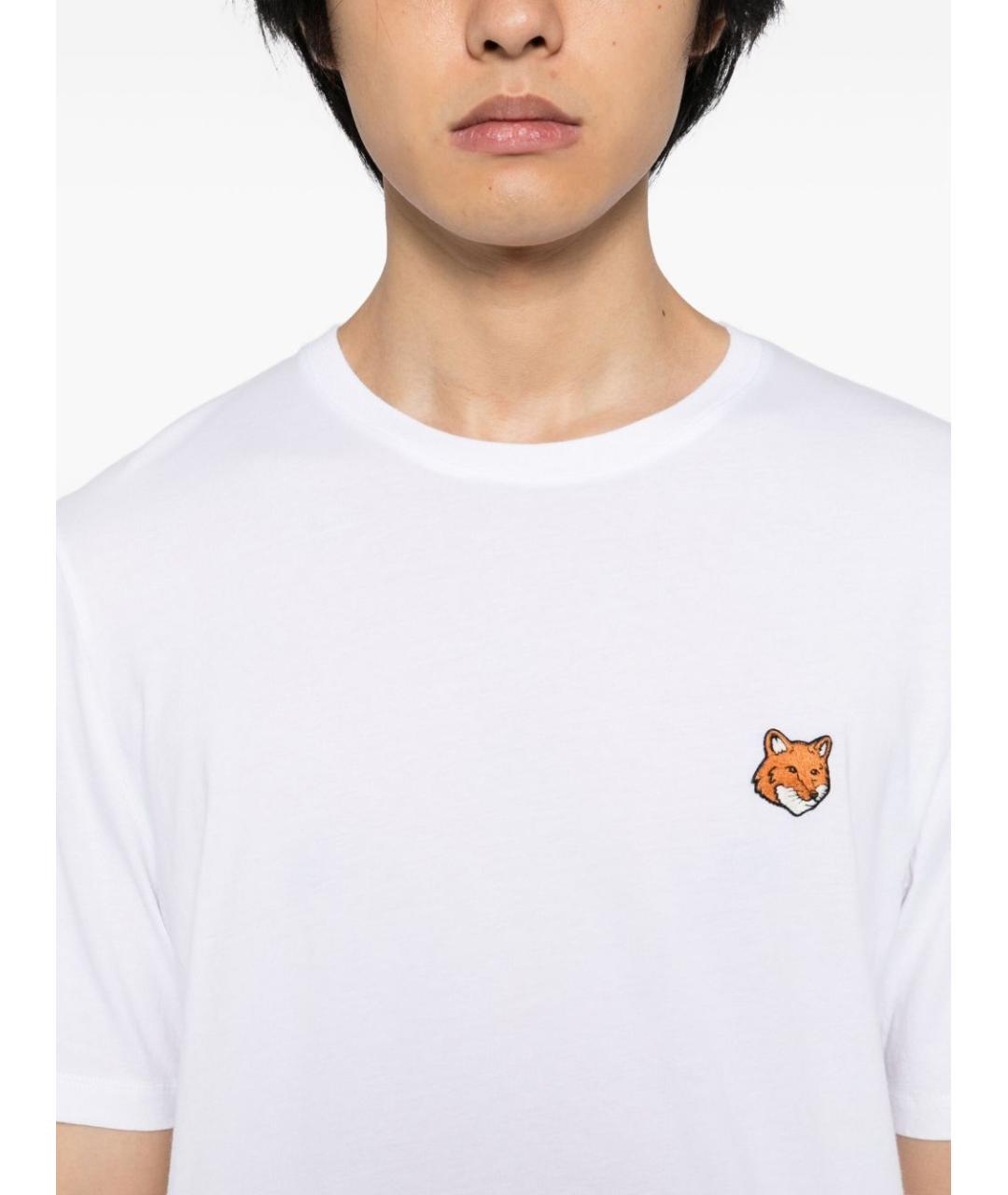 MAISON KITSUNE Белая хлопковая футболка, фото 2