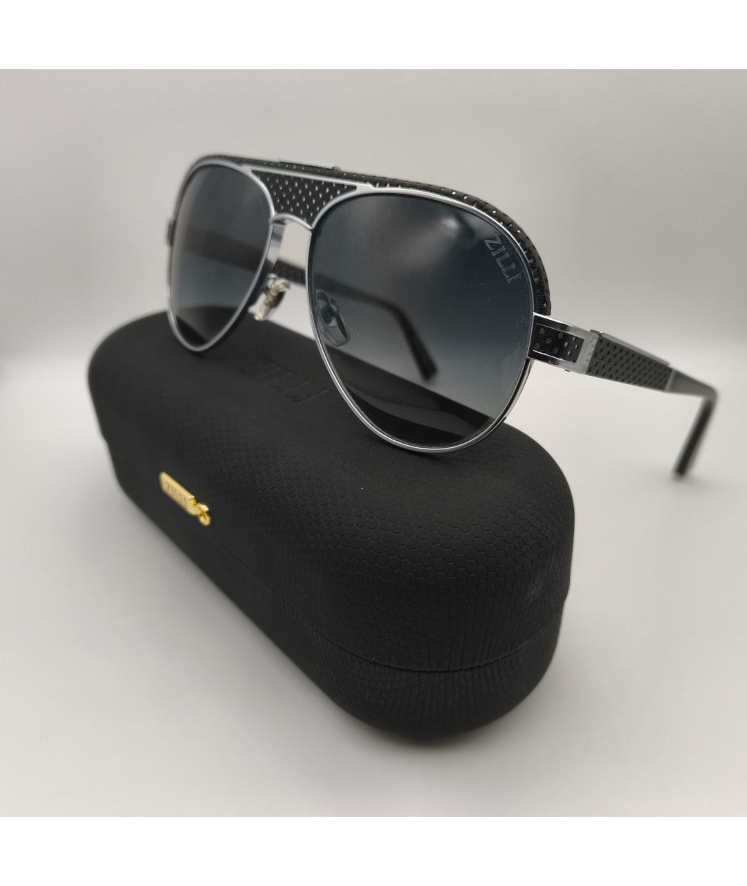 ZILLI Черные пластиковые солнцезащитные очки, фото 9