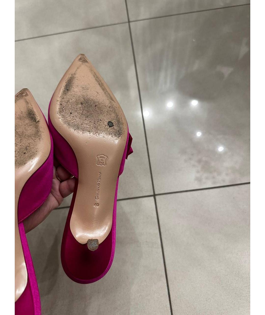 GIANVITO ROSSI Фуксия текстильные мюли, фото 3