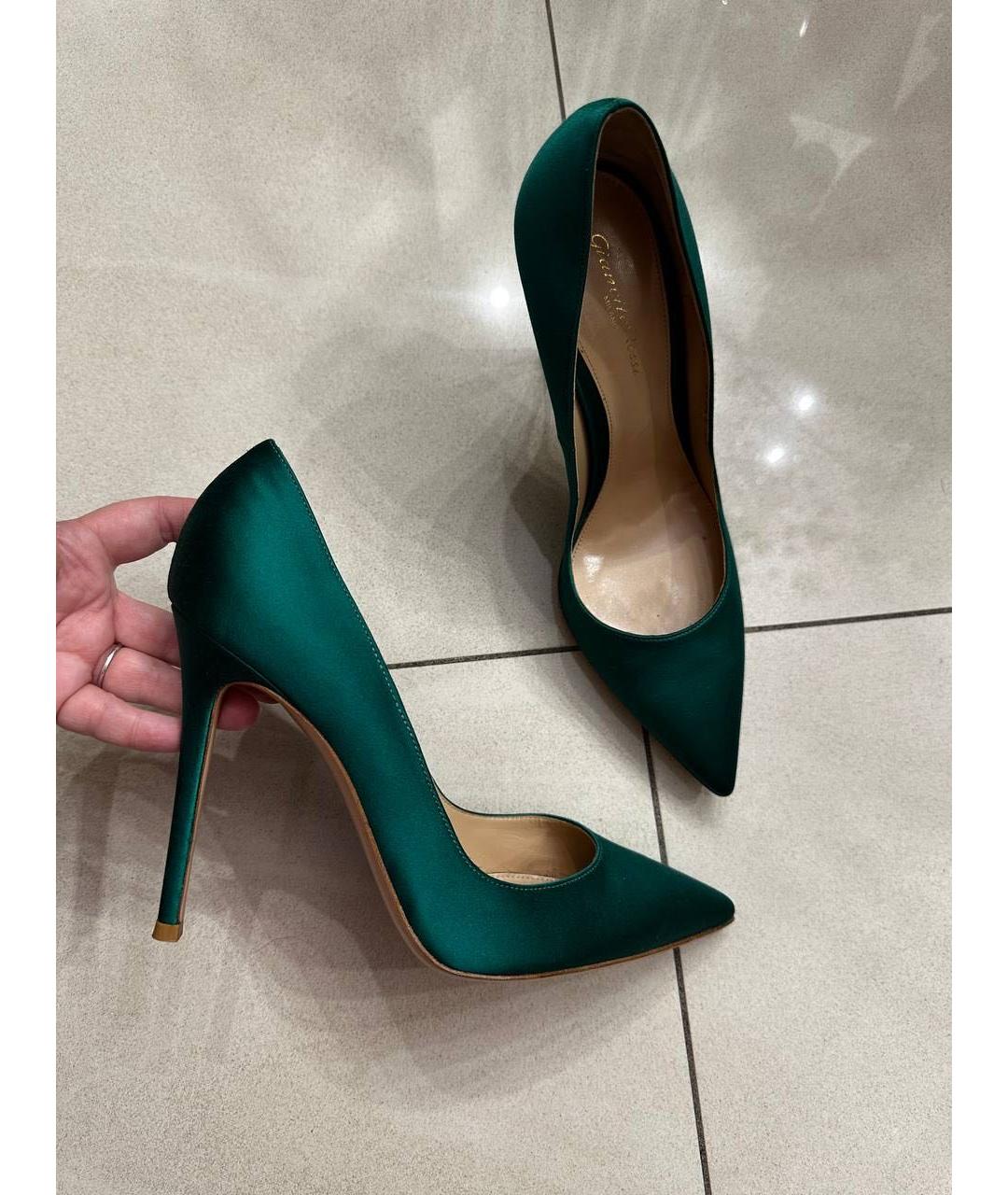 GIANVITO ROSSI Зеленые текстильные туфли, фото 4