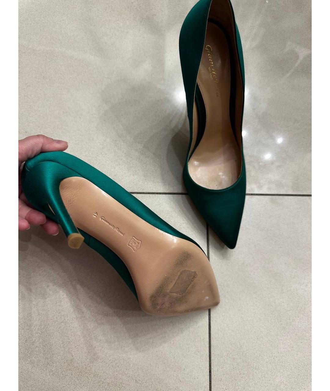 GIANVITO ROSSI Зеленые текстильные туфли, фото 3