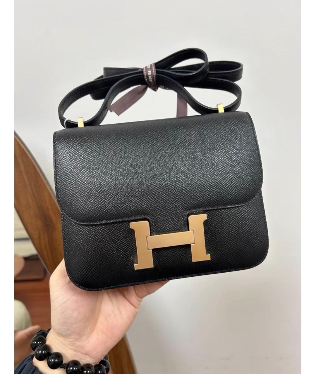 HERMES Черная кожаная сумка через плечо, фото 5