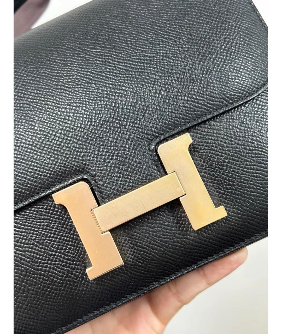 HERMES Черная кожаная сумка через плечо, фото 3