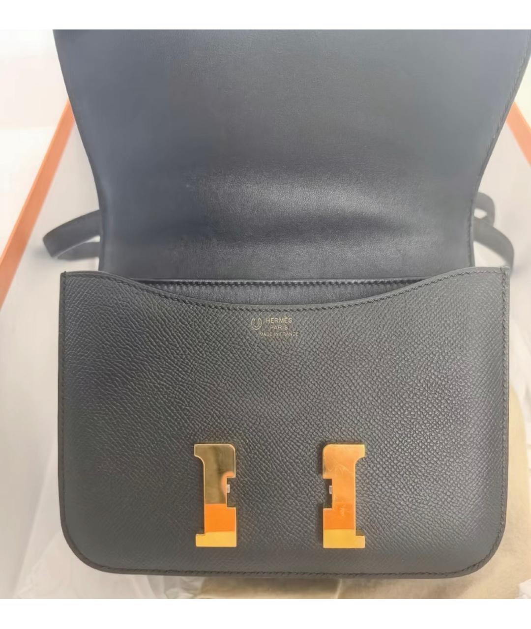 HERMES Черная кожаная сумка через плечо, фото 4