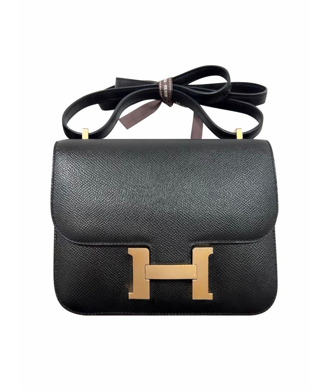 HERMES Черная кожаная сумка через плечо, фото 1