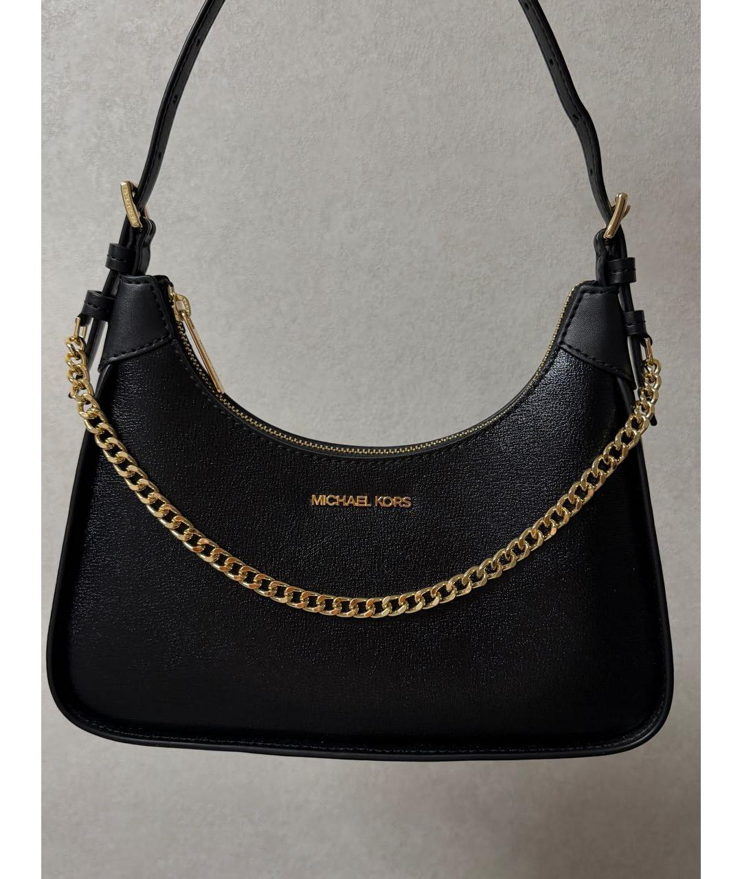 MICHAEL KORS Черная кожаная сумка через плечо, фото 3