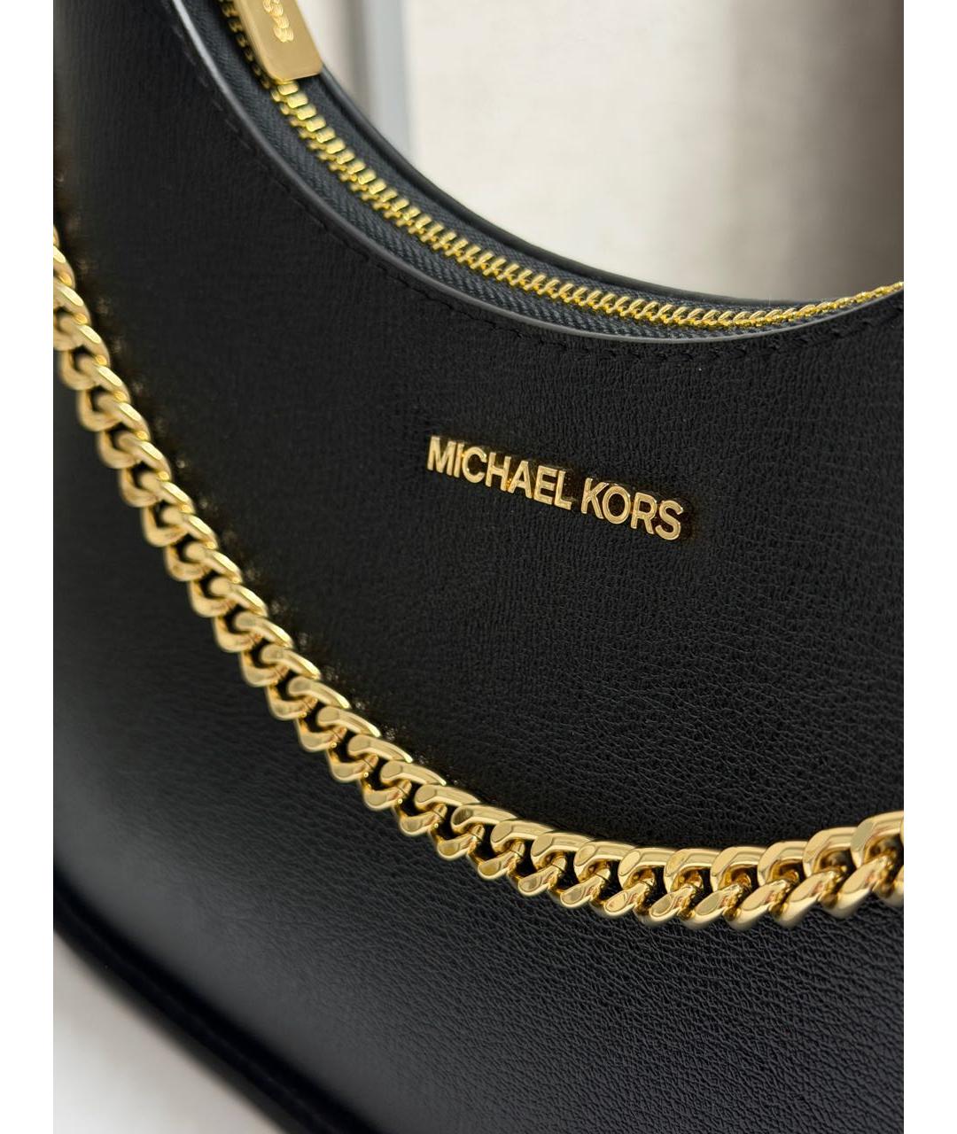 MICHAEL KORS Черная кожаная сумка через плечо, фото 8