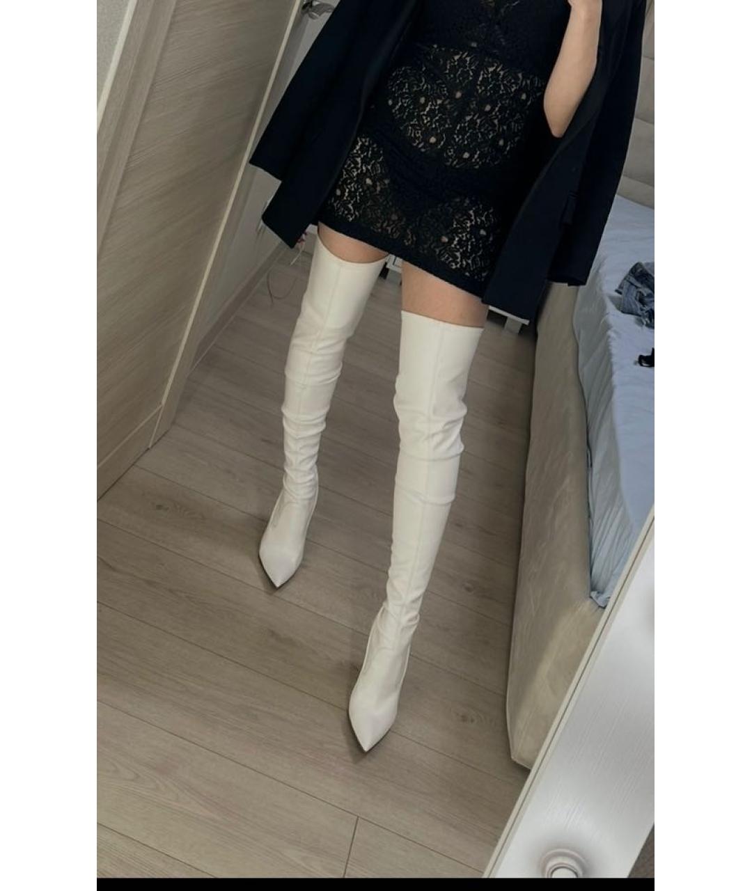 LE SILLA Белые кожаные ботфорты, фото 5