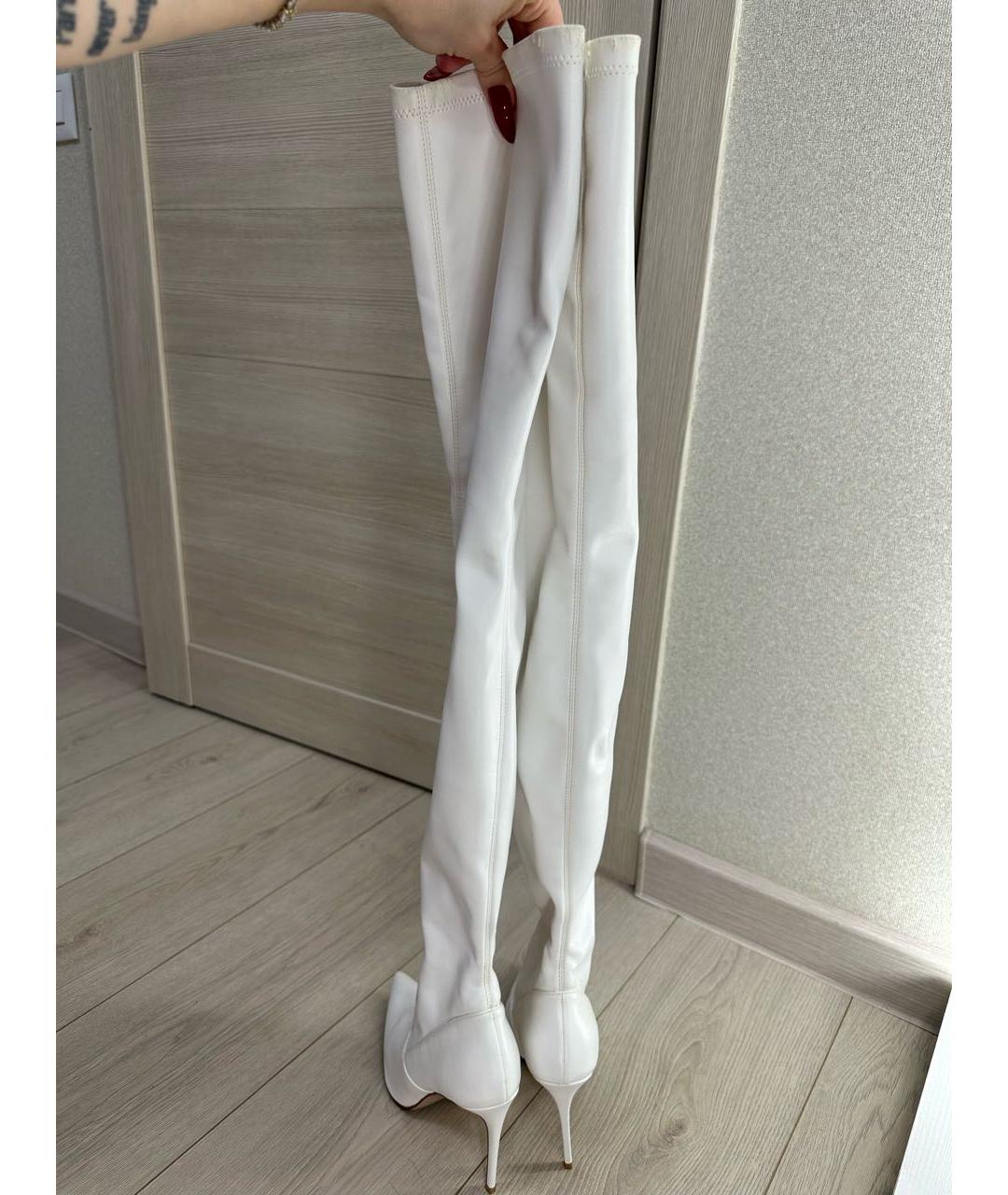 LE SILLA Белые кожаные ботфорты, фото 4