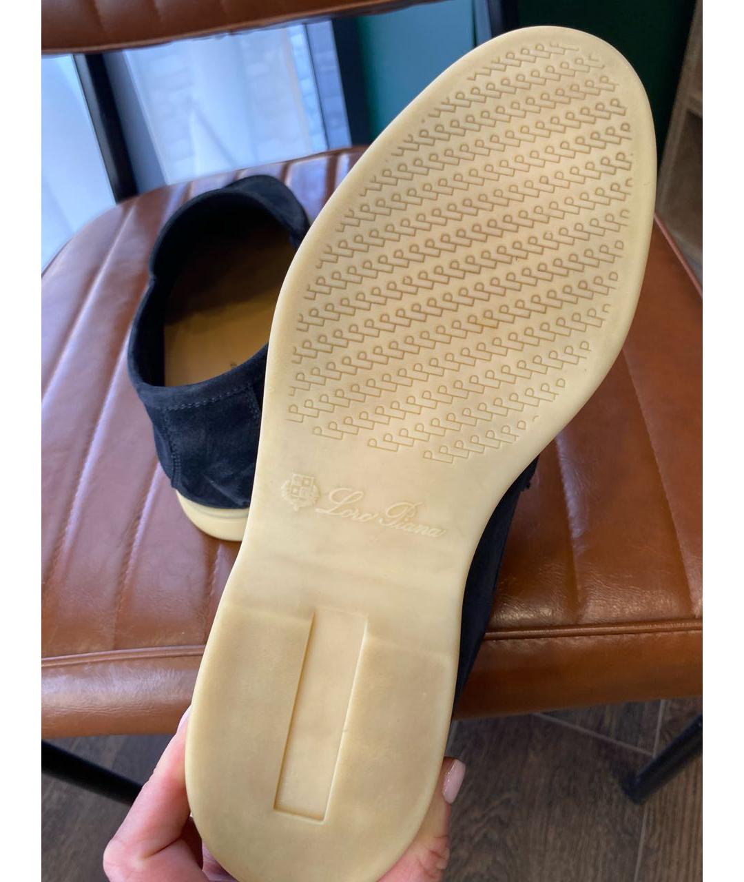 LORO PIANA Темно-синие замшевые лоферы, фото 4