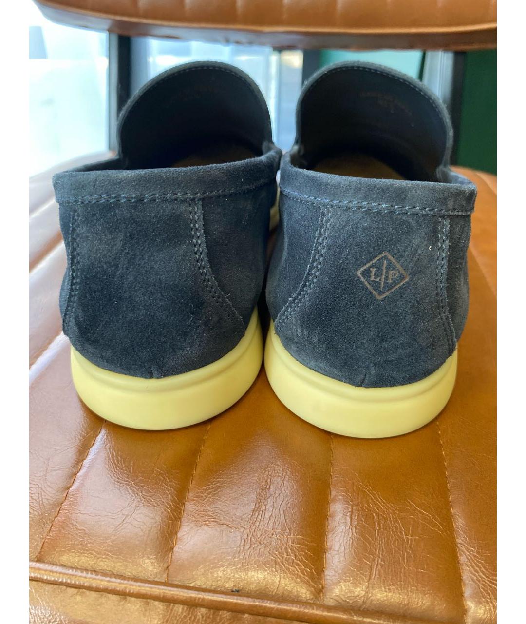 LORO PIANA Темно-синие замшевые лоферы, фото 2
