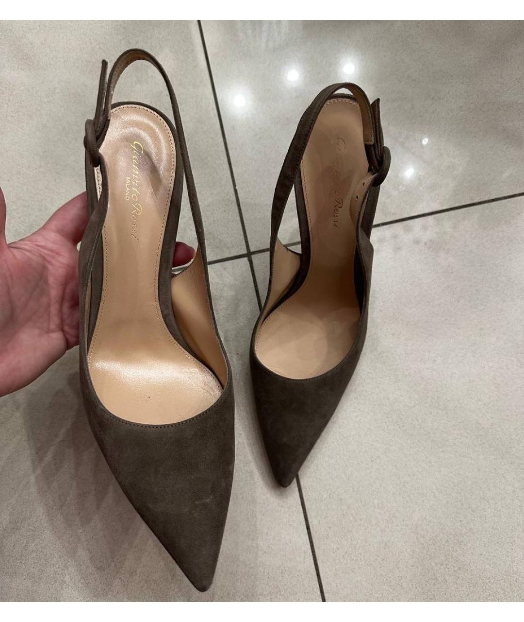 GIANVITO ROSSI Коричневые замшевые туфли, фото 4