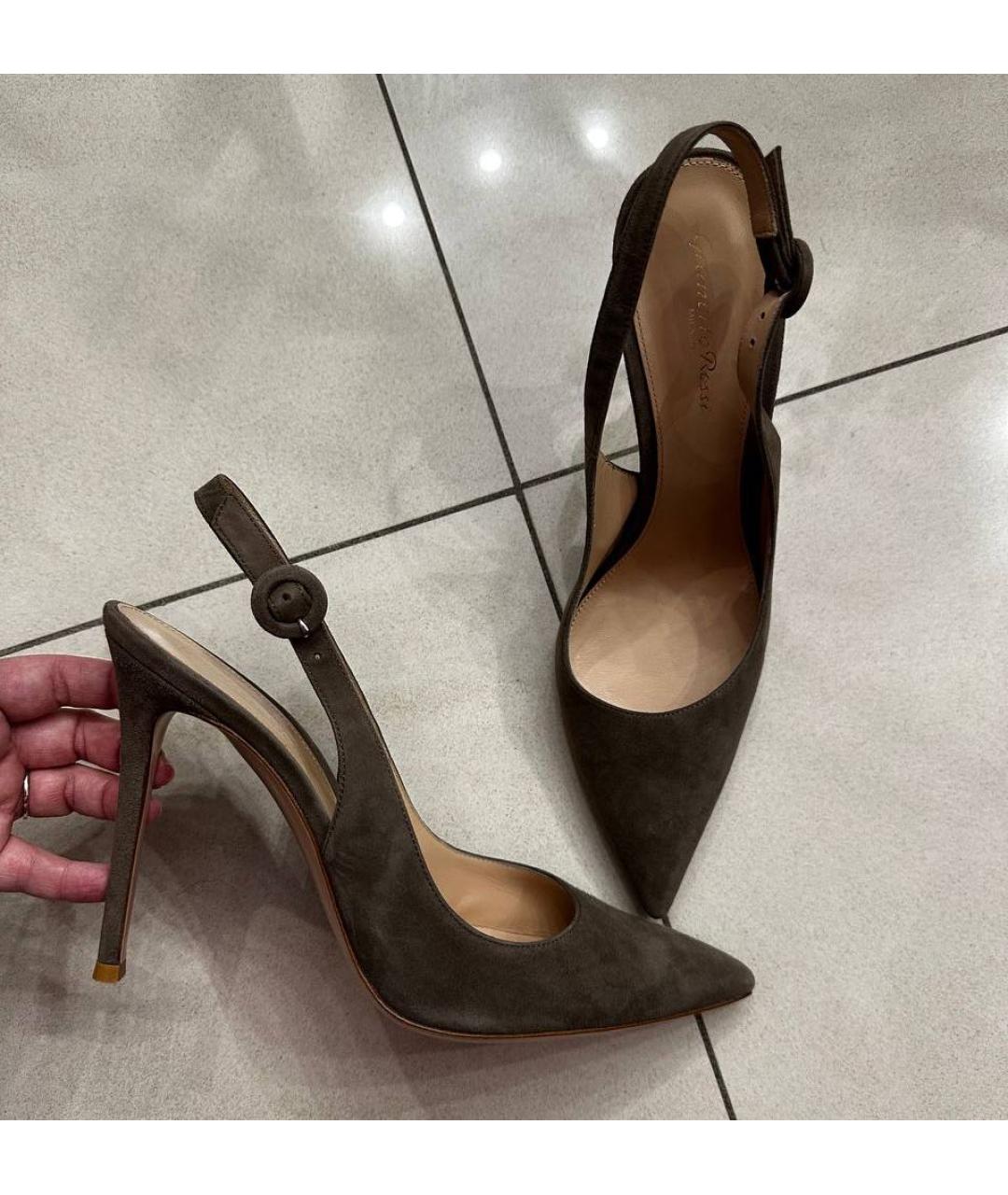 GIANVITO ROSSI Коричневые замшевые туфли, фото 3