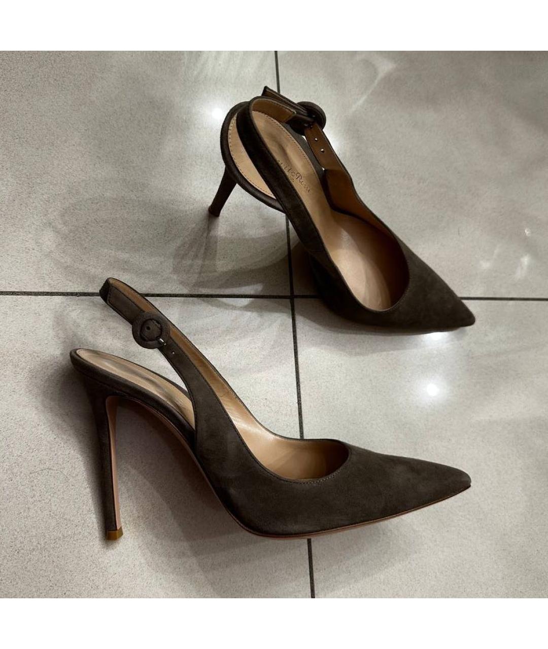 GIANVITO ROSSI Коричневые замшевые туфли, фото 2