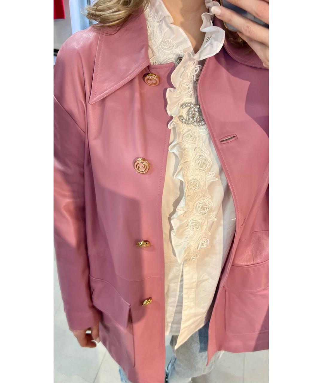 GUCCI Коралловая кожаная куртка, фото 7