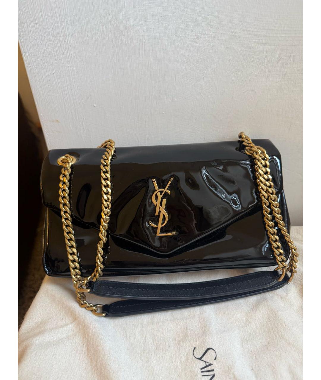 SAINT LAURENT Черная сумка с короткими ручками из лакированной кожи, фото 3