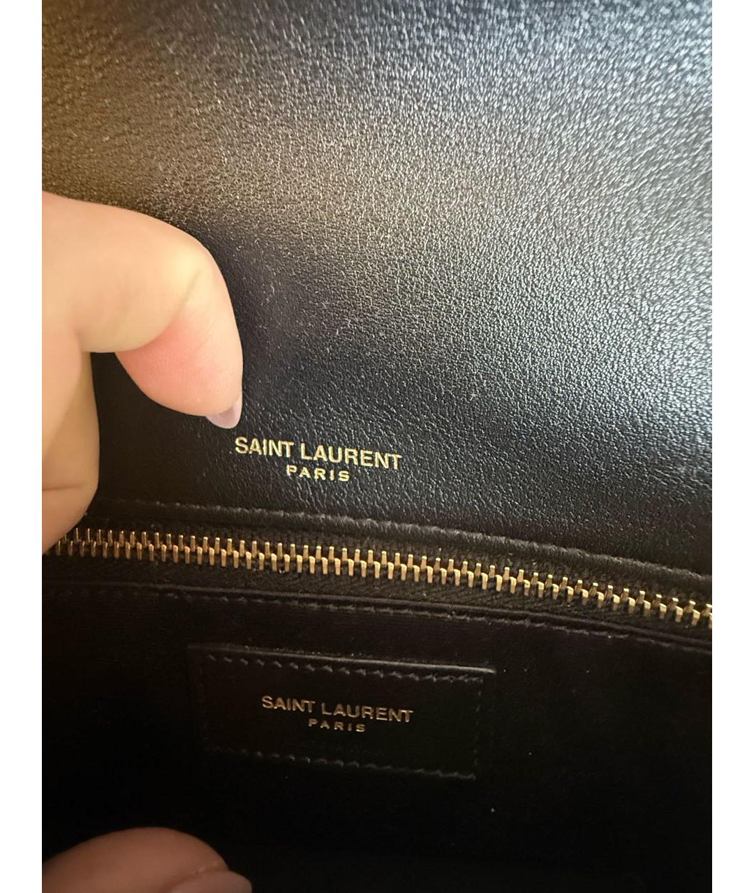 SAINT LAURENT Черная сумка с короткими ручками из лакированной кожи, фото 5