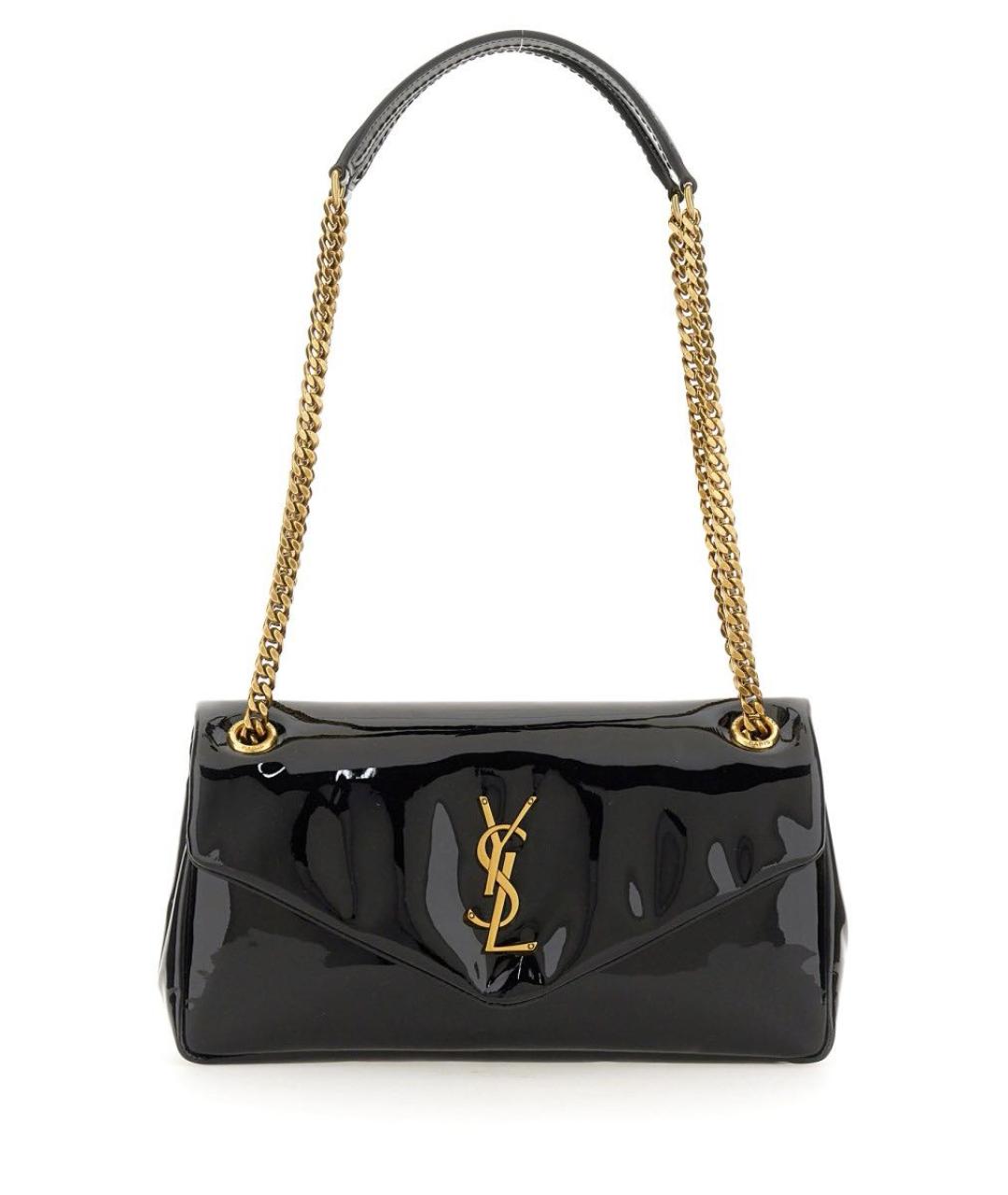 SAINT LAURENT Черная сумка с короткими ручками из лакированной кожи, фото 6