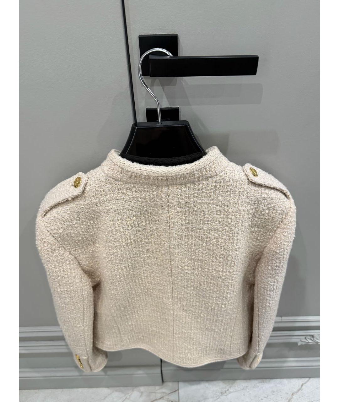 CELINE Бежевый шерстяной жакет/пиджак, фото 3