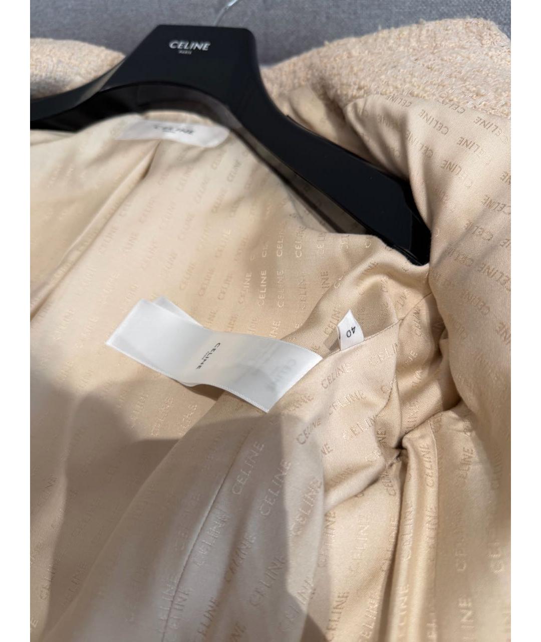 CELINE Бежевый шерстяной жакет/пиджак, фото 5