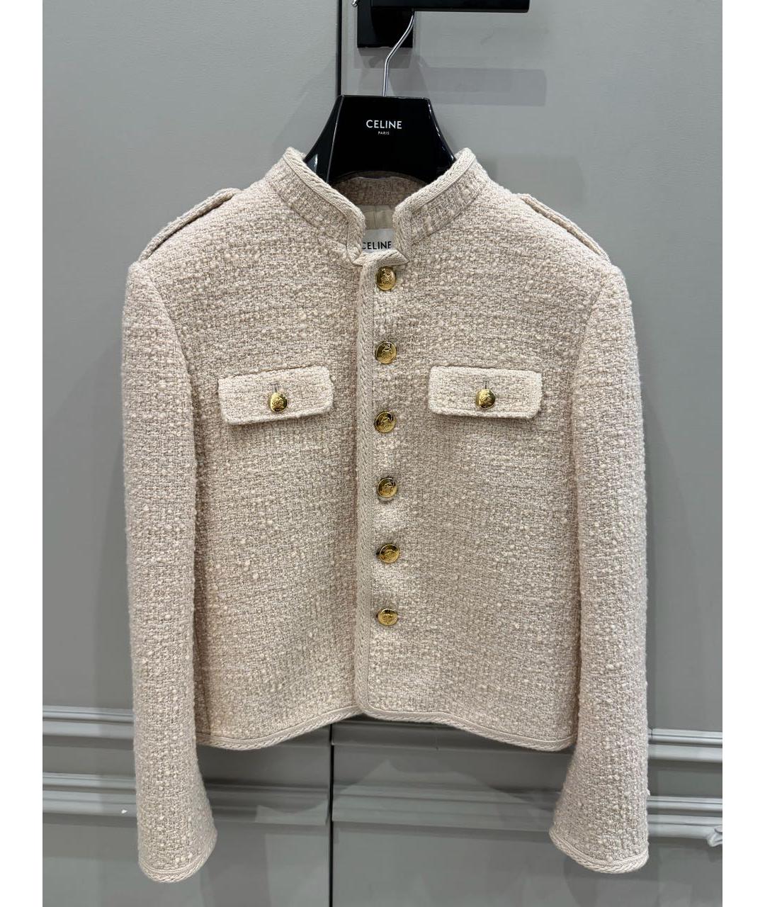 CELINE Бежевый шерстяной жакет/пиджак, фото 8