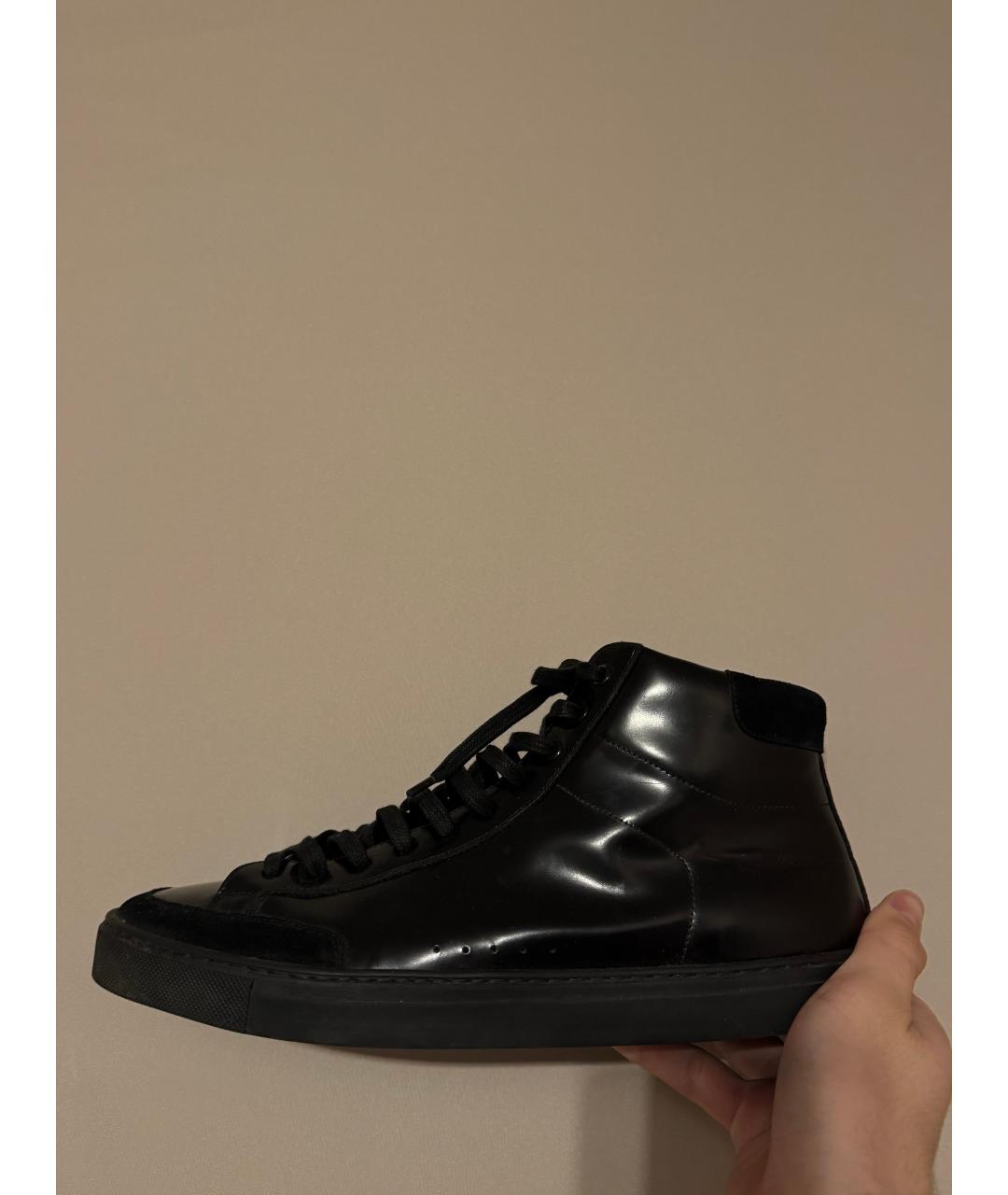 BURBERRY Черные высокие кроссовки / кеды из лакированной кожи, фото 5