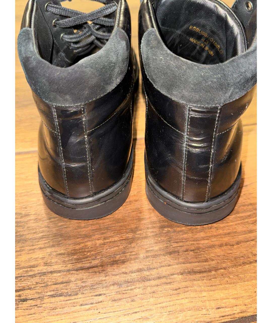 BURBERRY Черные высокие кроссовки / кеды из лакированной кожи, фото 4