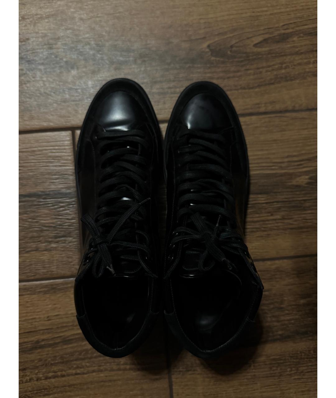 BURBERRY Черные высокие кроссовки / кеды из лакированной кожи, фото 3