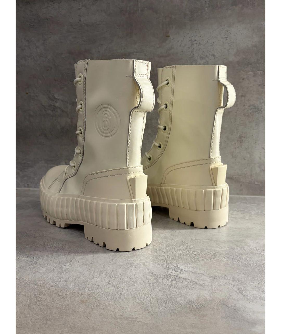 MM6 MAISON MARGIELA Бежевые кожаные ботинки, фото 5