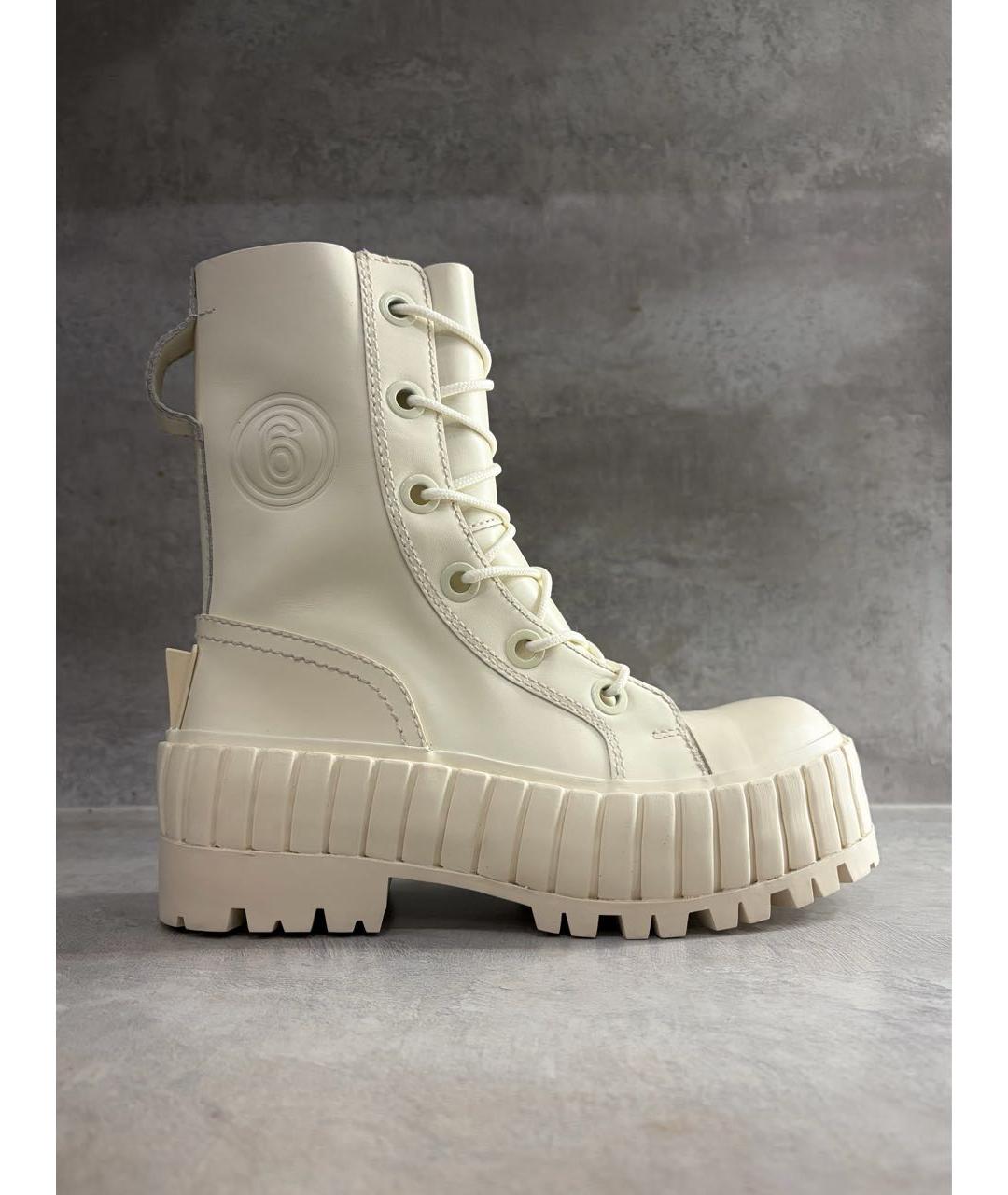 MM6 MAISON MARGIELA Бежевые кожаные ботинки, фото 4