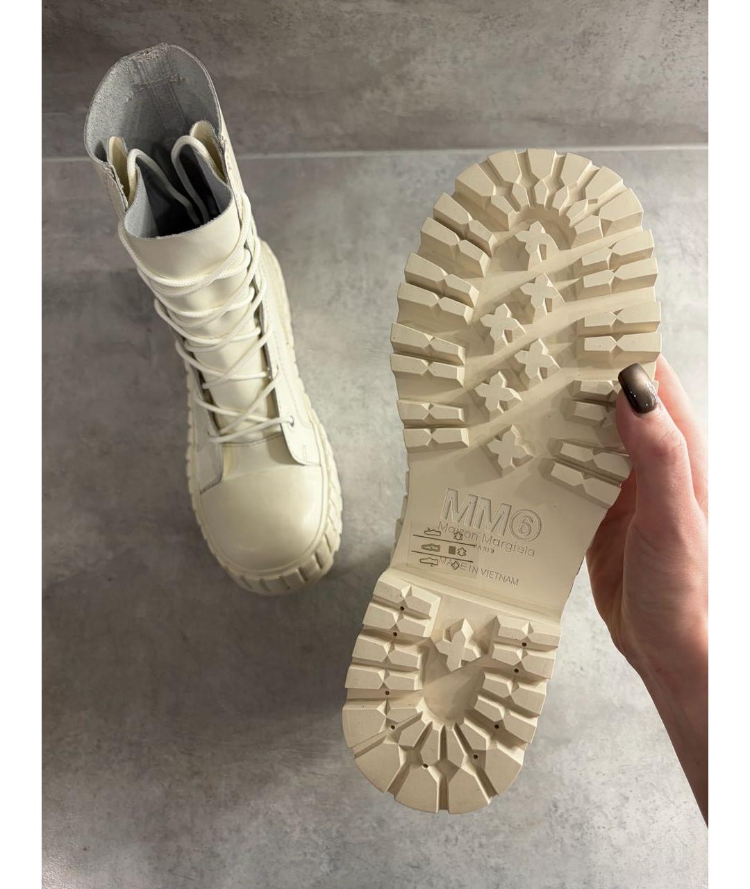 MM6 MAISON MARGIELA Бежевые кожаные ботинки, фото 7