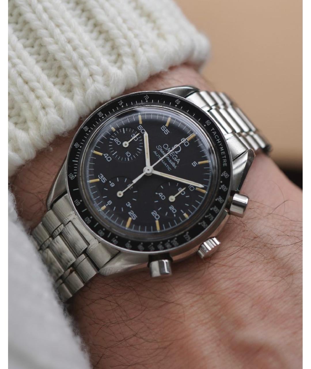 OMEGA Черные стальные часы, фото 9
