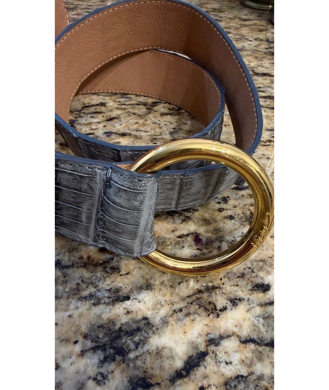 LORO PIANA Антрацитовый ремень из экзотической кожи, фото 4