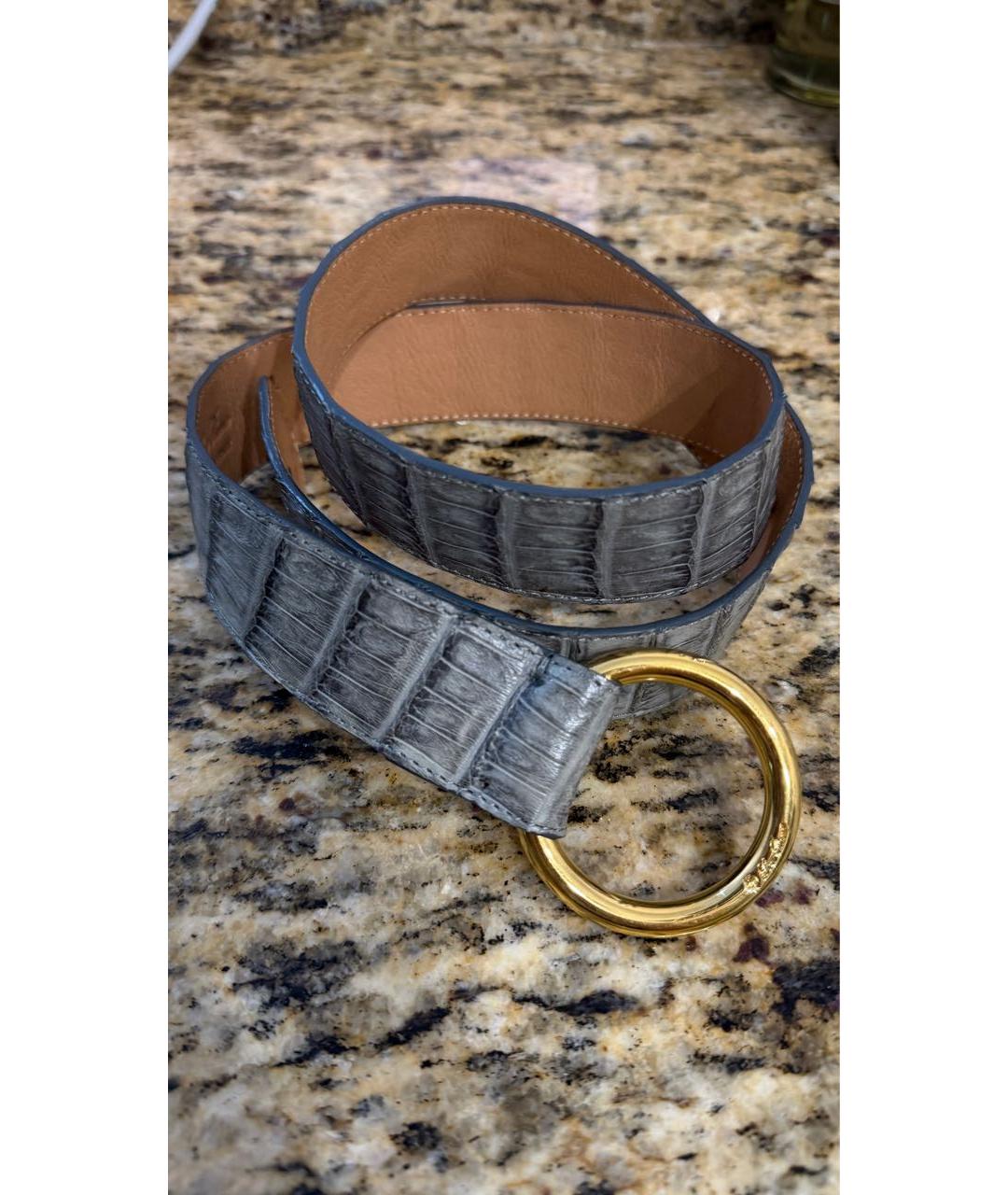 LORO PIANA Антрацитовый ремень из экзотической кожи, фото 6