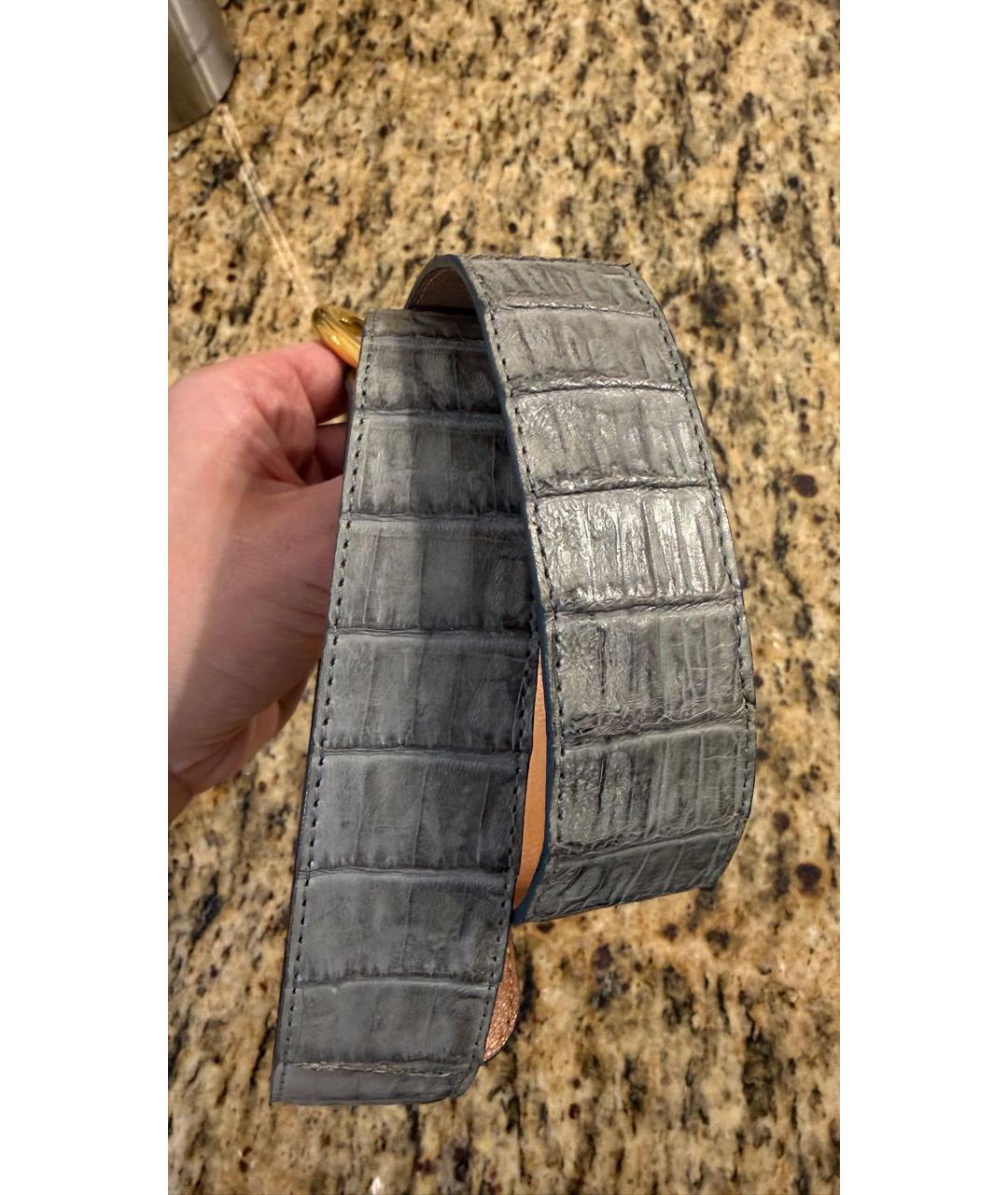 LORO PIANA Антрацитовый ремень из экзотической кожи, фото 5