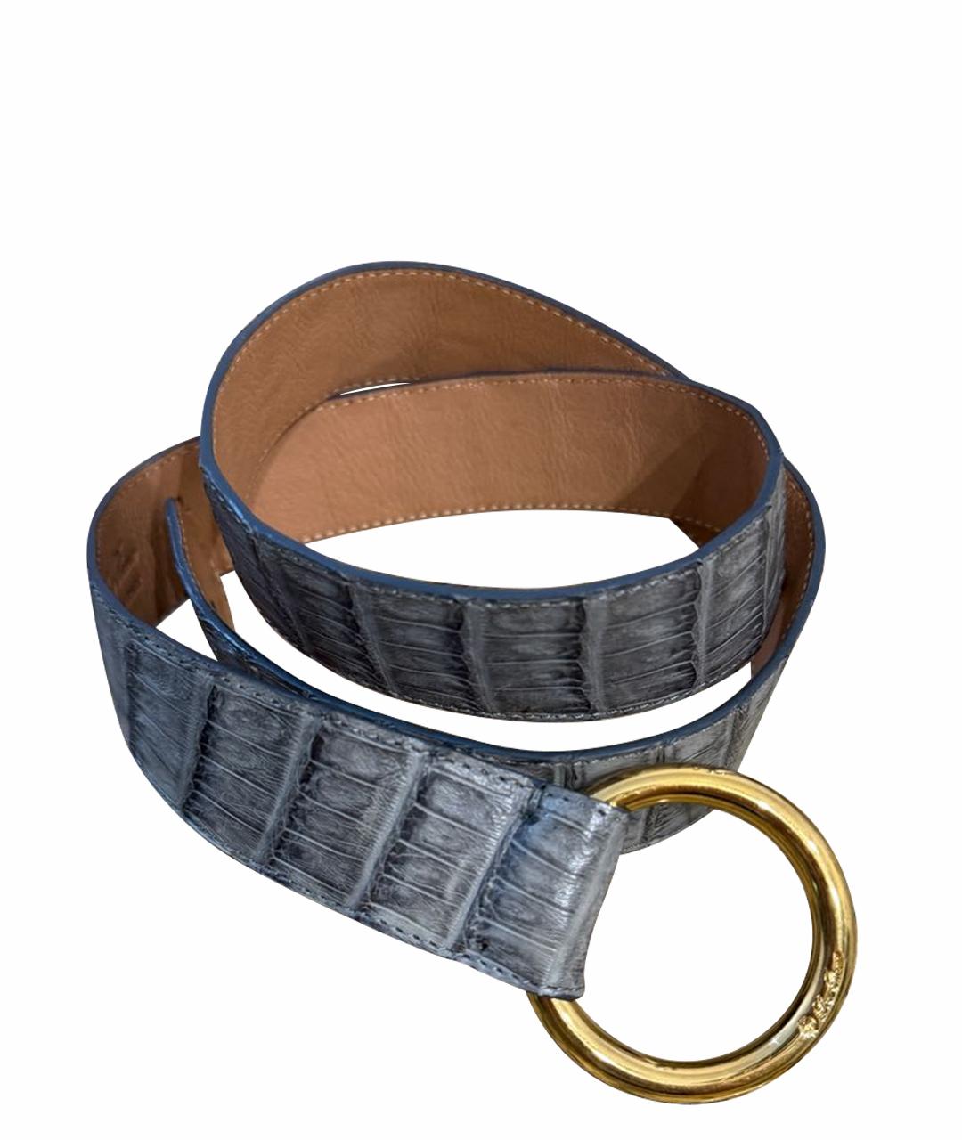 LORO PIANA Антрацитовый ремень из экзотической кожи, фото 1