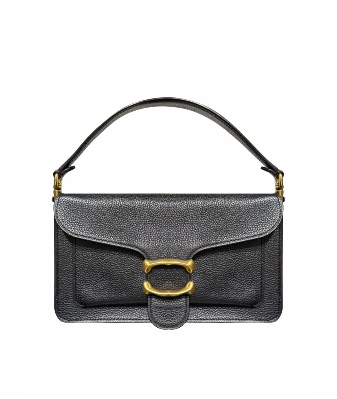 COACH Черная кожаная сумка с короткими ручками, фото 1