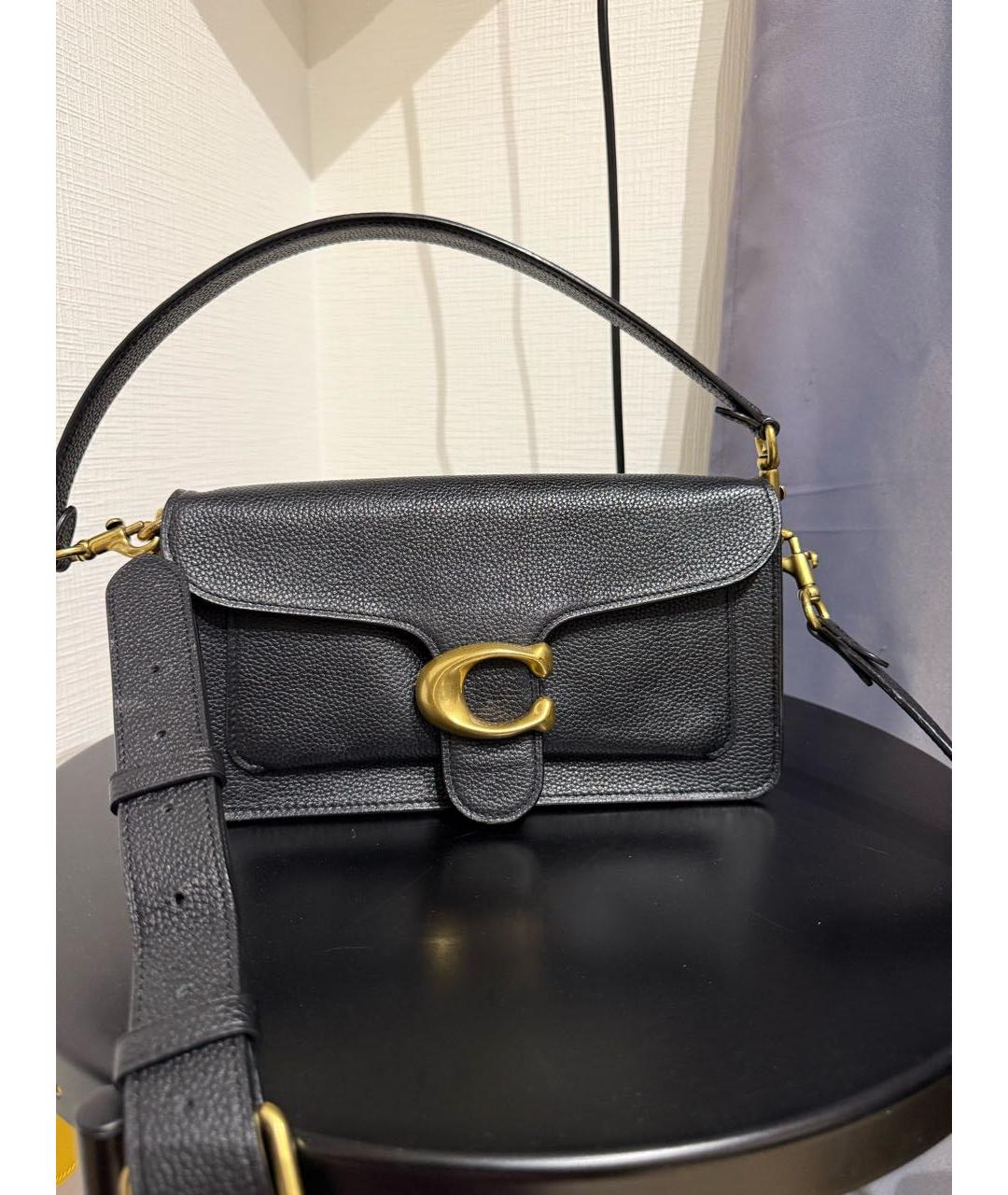 COACH Черная кожаная сумка с короткими ручками, фото 8