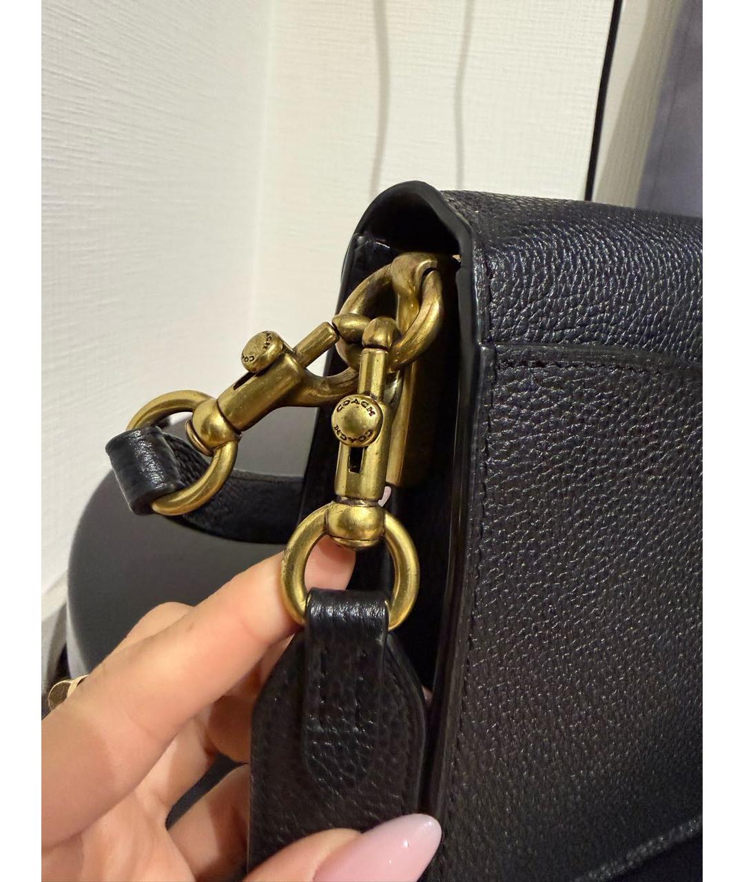 COACH Черная кожаная сумка с короткими ручками, фото 2