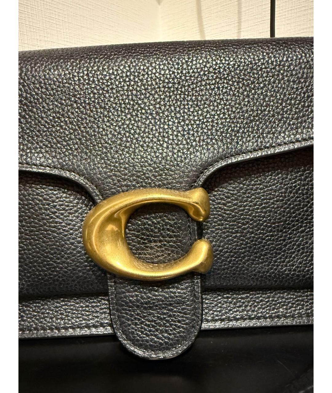 COACH Черная кожаная сумка с короткими ручками, фото 3